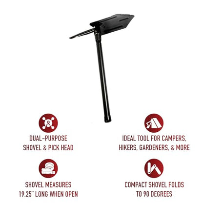 Rothco Heavy Weight Steel Handle Folding Pick & Shovel – Compact Outdoor Camping Survival Tool