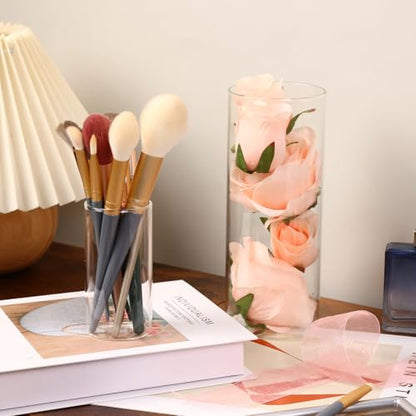 Fixwal 4 Pack Clear Glass Cylinder Vases, 4, 6, 8, 10 Inch Tall - size: 4pcs