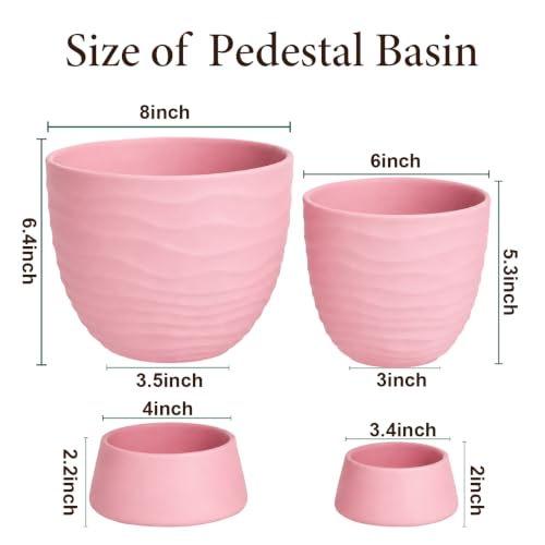 vensovo Pink Terracotta Self Watering Plant Pots, 6 and 8 Inch with Saucers - color: Terracotta2