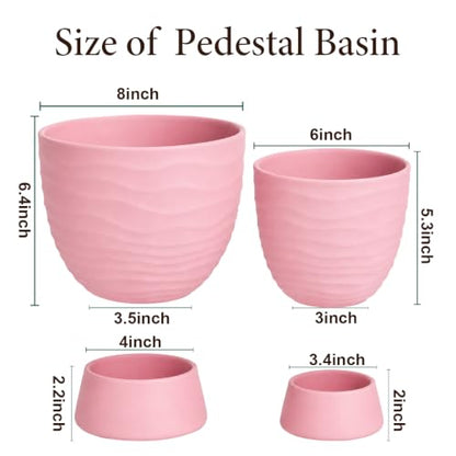vensovo Pink Terracotta Self Watering Plant Pots, 6 and 8 Inch with Saucers - color: Terracotta2