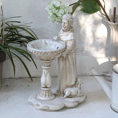 Sheaifun Solar St Francis Garden Statue Outdoor Decor with Bird Bath Feeder - style: St Francis