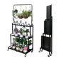 lumizone Foldable 4-Tier Plant Stand With Wheels Indoor Outdoor Black