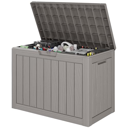 Outdoor Storage Waterproof Deck Box for Patio (45 Gallon, Grey) - color: Grey, size: 45 Gallon