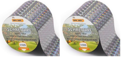 XPCARE Bird Scare Tape Ribbon - 350ft x 2in Reflective Tape Rainbow Tape Products to Prevent Birds from Hitting Windows (Pack of 2) - size: 350ft (Pack of 2)
