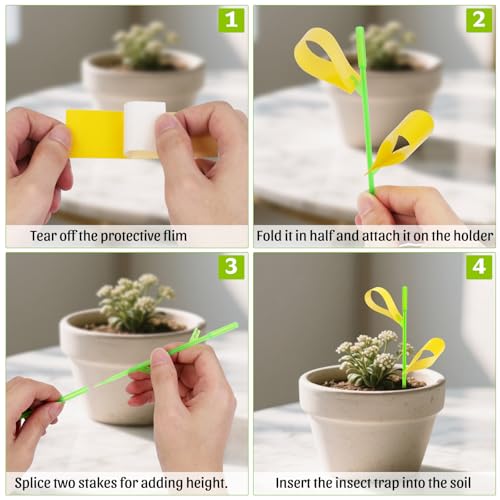 100 Pack Yellow Sticky Traps for Plant Gnats - Fungus Gnat Killer