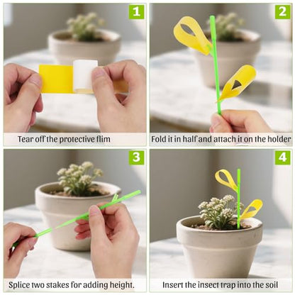 100 Pack Yellow Sticky Traps for Plant Gnats - Fungus Gnat Killer