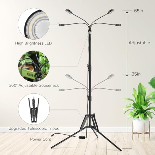 SANSI Grow Light for Indoor Plants, 40W 4-Head Tripod Stand Plant Light - color: Black-4-Head