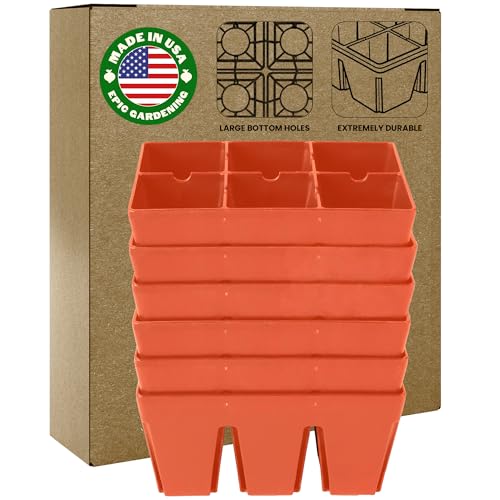 Epic Gardening Reusable Seed Starter Tray - Easy Watering Seed Starting Trays - Gardener Friendly Plant Trays for Seedlings | UV-Treated & BPA-Free -6-Cell Seed Starting Trays - 6 Trays/Terracotta - color: Terracotta