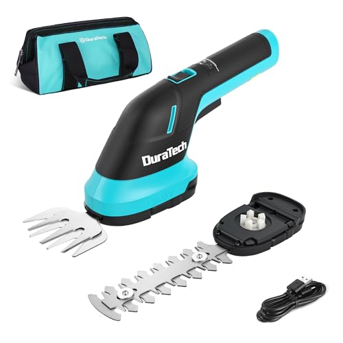 DURATECH Cordless Hedge Trimmer, 3.6V 2-in-1 Handheld Rechargeable Grass Trimmer & Hedge Shears with USB Type-C Cable, Built-in Li-ion Battery, Electric Shrub & Grass Shears for Garden, Yard and Lawn - style: 3.6V