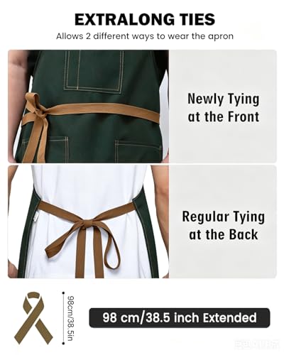 Unisex Heavy Duty Chef Apron w/Adjustable Strap & Large Pockets - color: Light Green