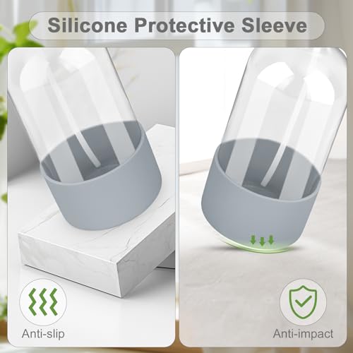 Glass Spray Bottles - 2 Pack 16 oz Clear Spray Bottles with Silicone Sleeve - color: Pink&Grey