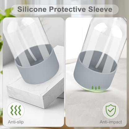 Glass Spray Bottles - 2 Pack 16 oz Clear Spray Bottles with Silicone Sleeve - color: Pink&Grey