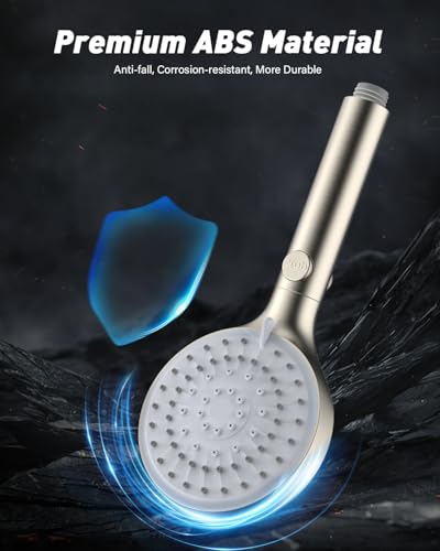 FASDUNT High Pressure Handheld Shower Head with Hose, Brushed Nickel - color: Brushed Nickel, style: 6 Spray-Settings