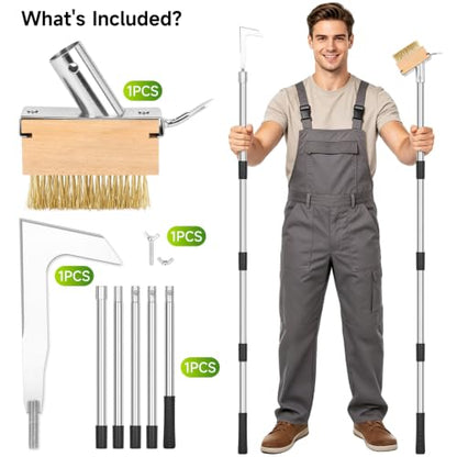 SANLIKE Crack Weeder Tool Set, 65in Long Handle Weed Remover for Patio