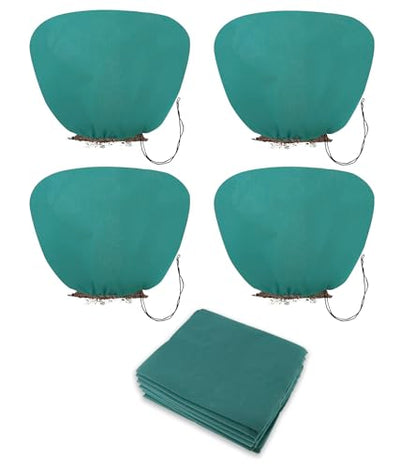 4PCS Winter Plant Covers Freeze Protection for Outdoor Plant 39x39″ - color: Green
