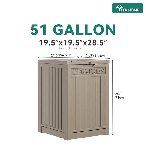YITAHOME Outdoor Package Delivery Storage Box 51 Gallon - color: Taupe