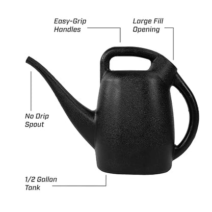 CHAPIN 48000 1/2-Gallon Watering Can, Lightweight for Easy Watering - style: 0.5 Gallons, Black