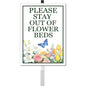 Please Stay Out Of Flower Beds Sign With Stakes Do Not Walk in Flower Bed Rustproof Reflective Aluminum Keep Off Pollinator Habitat Garden Yard Signs Outdoor 8x12 inches - color: F2