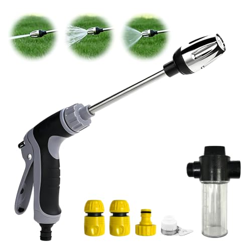 High Pressure Hose Nozzle Pressure Washer Hose Attachment – Turn Any Hose into a High Pressure Jet with 3 Linear/Columnar/Fan Nozzles for Car, Yard, Patio & Garden – Heavy Duty