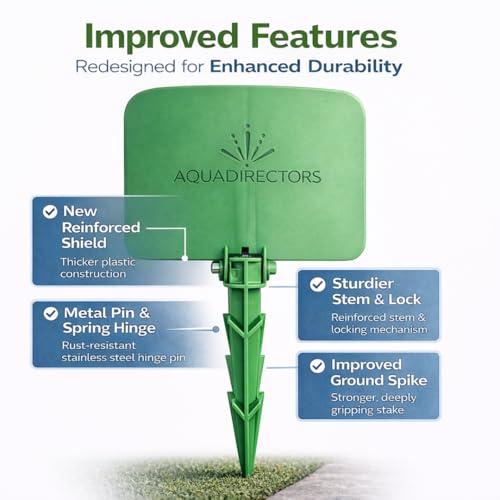 Side Shield 2 Pack – New & Improved Sprinkler Deflector for Lawn Edges, Redirects Overspray from Driveways & Sidewalks, Reinforced Spike & Durable Design