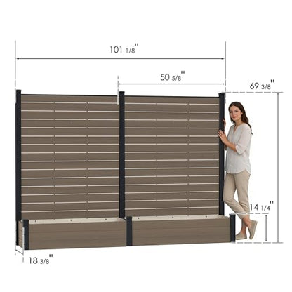 Kozyard 2Pack Privacy Screen with Planter 70"H x 51"W Outdoor Garden Screen - color: Taupe/2Pack