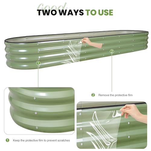 G GOOD GAIN Raised Garden Beds Galvanized, Metal Planter Boxes Kit, Oliver - color: Oliver Green, size: 8×2×1ft (1 Pack)