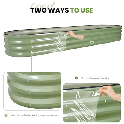G GOOD GAIN Raised Garden Beds Galvanized, Metal Planter Boxes Kit, Oliver - color: Oliver Green, size: 8×2×1ft (1 Pack)