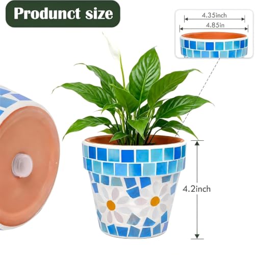 Ceramic Small Plant Pot with Drainage Hole, 4 in Succulent Planter - color: Flower