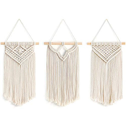 Mkono Small Macrame Wall Hanging, Boho Bedroom Decor, 3 Pack, 8" Wx14 L