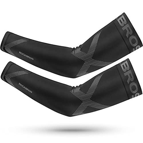 ROCKBROS Arm Sleeves for Men Women UV Sun Protection Cooling Compression - color: Black, size: X-Large