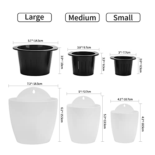 ORIMERC 6 Pack Hanging Planter Wall Planter Self Watering 5 inch Plant Pot with Hardware Vertical Planter Outdoor Indoor Plants Herb Garden Home Décor Kitchen Balcony Railing Shelf Fence (Medium) - size: 6*Medium