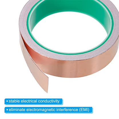 PATIKIL Copper Foil Tape 1 Inch x 33 Feet 0.05mm Thick Double Sided Conductive Adhesive EMI Shielding for Electronics, Circuits, Grounding - size: 1 Inch x 33 Feet