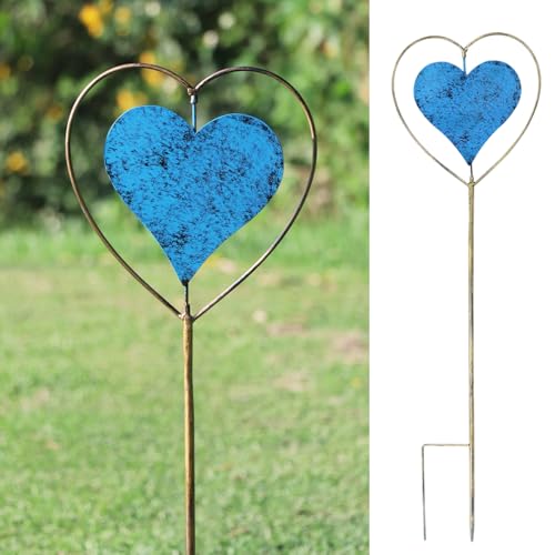Metal Garden Decor for Outside, Cemetery Decorations for Grave, yard art - color: Blue-a