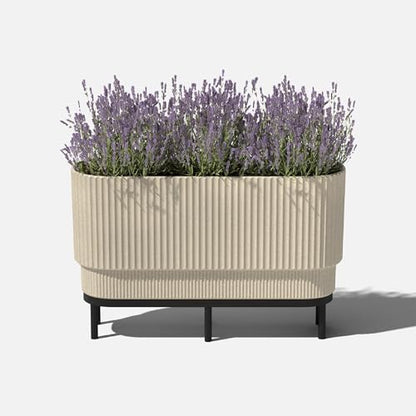 Veradek Demi Series Raised Long Planter - Wide Planter with Stand - color: Sand/Black, size: 30 inch