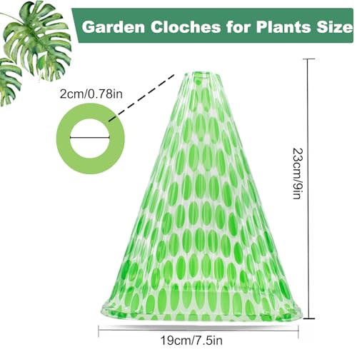Fshow 40 Pack Garden Cloches for Plants, Reusable Bell Plant Cover, Plant Covers Protectors from Animals Snails/Birds/Chickens/Insect(Diameter:7.5" Height: 9") - color: dark green 40pcs