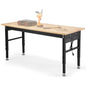 60" Adjustable Workbench with Rubberwood Top & Power Outlet,Large 60 x24Inch 9-Level Height Range 27"-37", 2000 LBS Heavy Duty Capacity for Workshop, Office, Garage, Home - size: 60*24 Inch