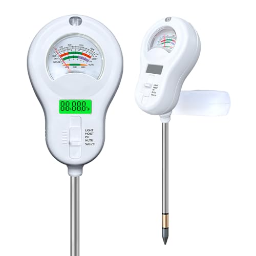 LSENLTY Soil Moisture Meter, 6-in-1 Soil pH Meter, Measures Temperature, Humidity, Light Intensity, nutrients, pH, and Ambient Humidity. Suitable for Horticulture, lawns, and Agriculture