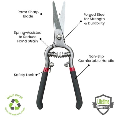 Garden Guru Classic Bypass Pruning Shears Clippers – Heavy Duty Forged Steel Garden Pruners – Safety Lock – Non Slip Comfort Grips – Cuts up to 1” Diameter – Professional Bypass Pruners (4 Pack) - size: 4 Pack, style: Precision Blade