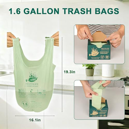 HECTOLIFE 1.6 Gallon 100 Count Compostable Bags Handle Tie - style: 1.6 Gal (100 Count)
