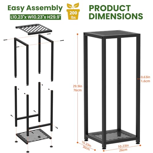 TOSKING 2-Tier Tall Plant Stand Indoor, 30-Inch Modern Metal Shelf, Black - color: Black-2-tier 30''