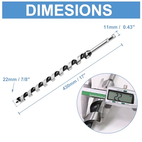 22 x 430mm (Approx. 7/8 x 17 Inch) Wood Auger Drill Bit - 1pcs - size: 22x430mm (Approx. 7/8 x 17")