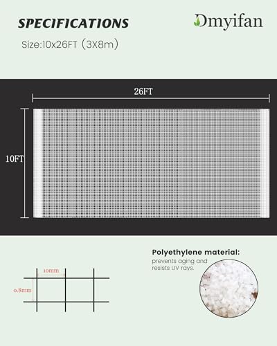 Dmyifan10x26Ft Ultra Fine Garden Mesh Netting Thicken Protection Netting for Vegetable Plant Fruits Health Growing, White Screen Barrier Net for Pest Bird Mosquito - size: 10 x 26 FT