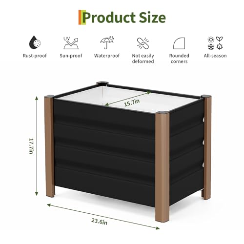 GarveeTech 24"x16"x18" Raised Garden Bed, Alloy Planter Bed
