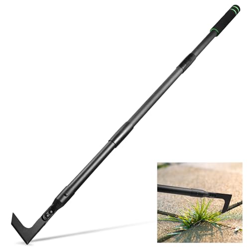 Crack Weeder 43.7" Long Handle Manual Crevice Weeding Tool Weed Puller Tool Durable Weed Remover for Sidewalks, Pavers, Deck Boards, Narrow Wall Gaps