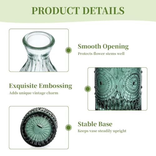 Glasseam Glass Bud Vases for Centerpieces, 10Pcs Green Small Flower Vase Set - color: Sage Green
