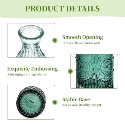 Glasseam Glass Bud Vases for Centerpieces, 10Pcs Green Small Flower Vase Set - color: Sage Green