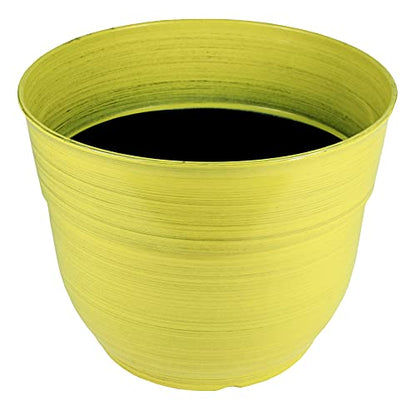 Garden Elements Indoor/Outdoor Glazed Brushed Happy Plastic Planter, Large, Bright Yellow, 15" (Pack of 2) - color: Bright Yellow