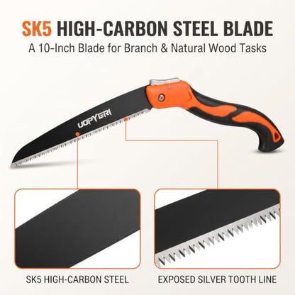 10-Inch Folding Pruning Saw, SK5 Blade, Triple-Cut Teeth for Branch Cutting - size: 10 Inch