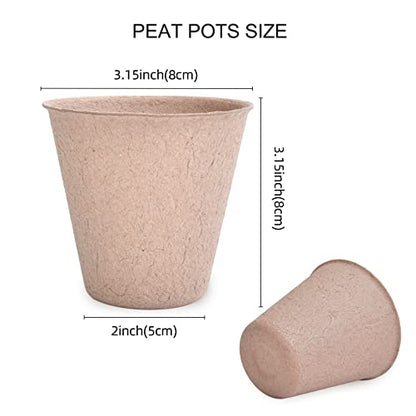 JERIA 100-Pack 3.15 Inch Peat Pots for Seedling with 100 Pcs Plant Labels,Outdoor Garden Germination Nursery Pots,Biodegradable Seed Starter Pots Kits - style: 100P