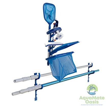 Swimming Pool Accessories Holder, Fence Hooks for Pool Equipment Organizer, Pool tool storage rack for Pool Skimmer Pole Hanger Pool Maintenance Vacuum hose Storage Pool Hooks for Poles